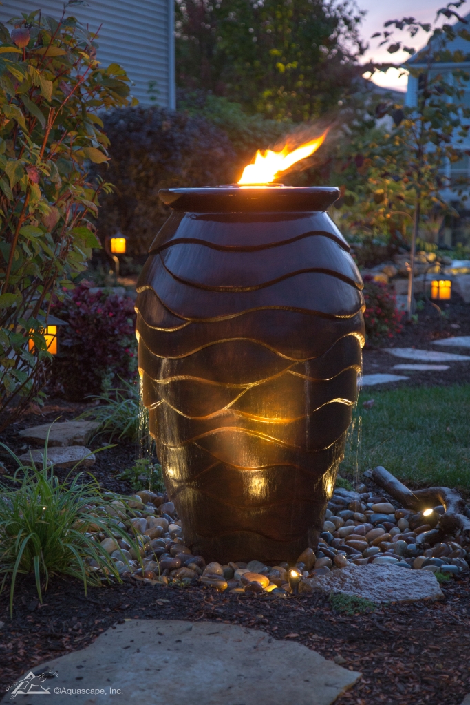 Urn on Fire Water Feature